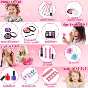 GIFTINBOX Kids Makeup kit for Girls, 25 PCS Real Makeup Set, Washable Makeup Set Toy with Cosmetic Case, Non-Toxic Little Girls Makeup Kit, Pretend Makeup for Toddler Kid Girls 5 6 7 8 9 10 Year Old…