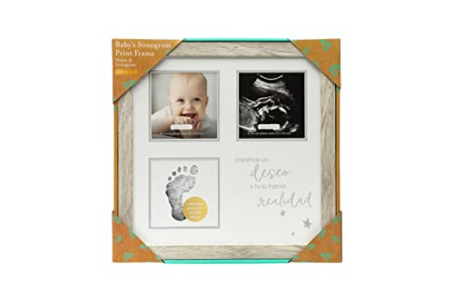 Kate & Milo Rustic Sonogram & Print Frame, Spanish, Baby Handprint or Footprint Keepsake Frame, Baby Ultrasound Picture Frame, We Made A Wish And You Came True Gender-Neutral Nursery Décor