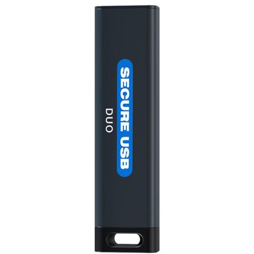 SecureData SecureUSB Duo 16GB Hardware Encrypted USB 3.0 Flash Drive FIPS 140-2 Level 3 Unlock via Keypad or Phone app TAA Compliant, CJIS, HIPAA, CMMC, GDPR Compliant, Works with Mac and Win Free AV