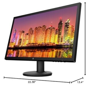 HP V24 24 inch TN Full HD 1920 x 1080 LED Backlit LCD Monitor 2-Pack Bundle with HDMI & VGA Ports, FreeSync, 75Hz Refresh Rate, Low Blue Light, Desk Mount Clamp Dual Monitor Stand, & Mini Speaker