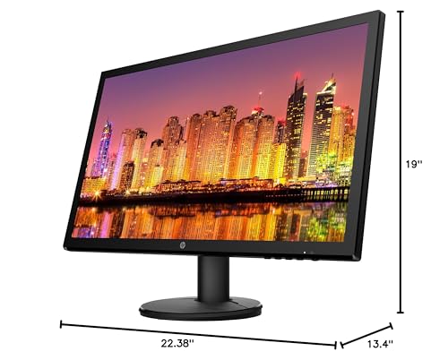 HP V24 24 inch TN Full HD 1920 x 1080 LED Backlit LCD Monitor 2-Pack Bundle with HDMI & VGA Ports, FreeSync, 75Hz Refresh Rate, Low Blue Light, Desk Mount Clamp Dual Monitor Stand, & Mini Speaker