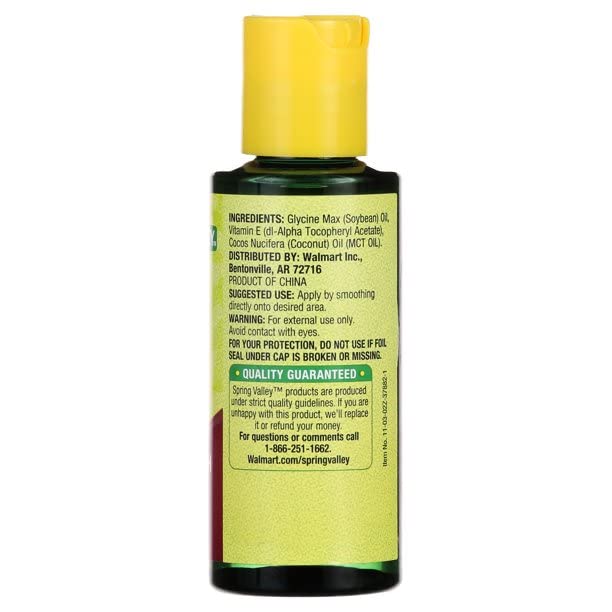 Foxie Spring Valley Vitamin E Oil with Keratin For Skin Health, 12000 IU, 2 fl oz