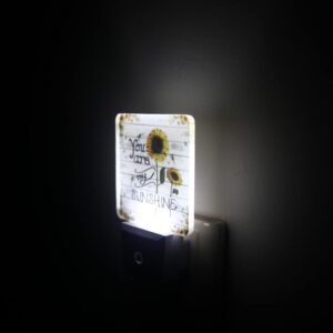 Sunflower Plug in Nightlights with Light Sensor Rustic Automatic Dusk to Dawn Sunshine Night-Lights Unique Custom Led Home Night Light for Dark Spaces Kids Room Nursery Playroom Toilet Bathroom Décor