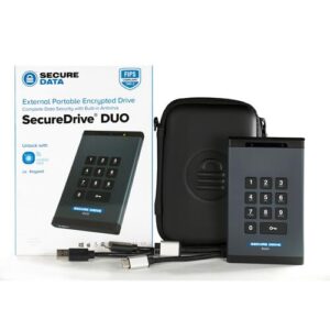 SecureData SecureDrive DUO 250 GB Encrypted External Hard Drive SSD FIPS 140-2 Level 3 Unlock via Keypad or Mobile TAA Compliant, CJIS, HIPAA, CMMC, GDPR Compliant | External Hard Drive Port : USB 3.0