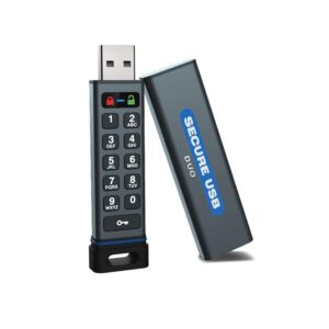 securedata secureusb duo 16gb hardware encrypted usb 3.0 flash drive fips 140-2 level 3 unlock via keypad or phone app taa compliant, cjis, hipaa, cmmc, gdpr compliant, works with mac and win free av