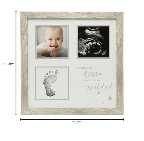 Kate & Milo Rustic Sonogram & Print Frame, Spanish, Baby Handprint or Footprint Keepsake Frame, Baby Ultrasound Picture Frame, We Made A Wish And You Came True Gender-Neutral Nursery Décor