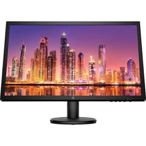 HP V24 24 inch TN Full HD 1920 x 1080 LED Backlit LCD Monitor 2-Pack Bundle with HDMI & VGA Ports, FreeSync, 75Hz Refresh Rate, Low Blue Light, Desk Mount Clamp Dual Monitor Stand, & Mini Speaker