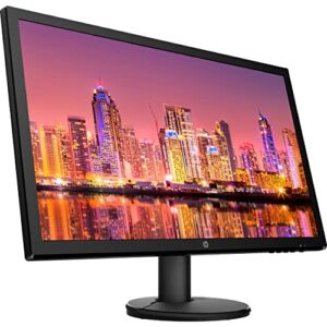 HP V24 24 inch TN Full HD 1920 x 1080 LED Backlit LCD Monitor 2-Pack Bundle with HDMI & VGA Ports, FreeSync, 75Hz Refresh Rate, Low Blue Light, Desk Mount Clamp Dual Monitor Stand, & Mini Speaker