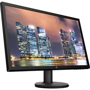 HP V24 24 inch TN Full HD 1920 x 1080 LED Backlit LCD Monitor 2-Pack Bundle with HDMI & VGA Ports, FreeSync, 75Hz Refresh Rate, Low Blue Light, Desk Mount Clamp Dual Monitor Stand, & Mini Speaker