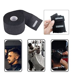 Erioctry 2 Rolls/ 200Counts Black Disposable Barber Neck Paper Strips Professional Stretchy Paper Neck Bands Hairdressing Tool Barber Accessories for Salon Hair Cutting Shaving Styling Coloring