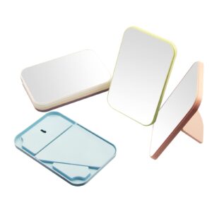 Nutair 2Pcs Desktop Makeup Mirror, 8-Inch Portable Princess Mirror,Table Desk Wall Hanging Dual-Purpose Square Mirror White