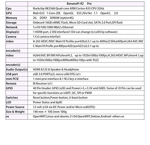 youyeetoo BPI R2 Pro Open Source Smart Router Developement Board by RK3568 0.8TOPS 2G LPDDR4 16G EMMC 5 Gigabit Port OpenWRT Linux for IOT NAS Smart Home Gateway (with Power)