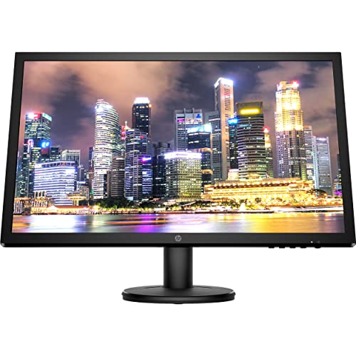 HP V24 24 inch TN Full HD 1920 x 1080 LED Backlit LCD Monitor 2-Pack Bundle with HDMI & VGA Ports, FreeSync, 75Hz Refresh Rate, Low Blue Light, Desk Mount Clamp Dual Monitor Stand, & Mini Speaker