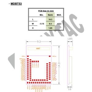 MDBT53-1M Nordic nRF5340 Dual Core Chip ANT 48 GPIO Bluetooth Module BT5.2 FCC IC CE Telec KC SRRC (3pcs Pak)