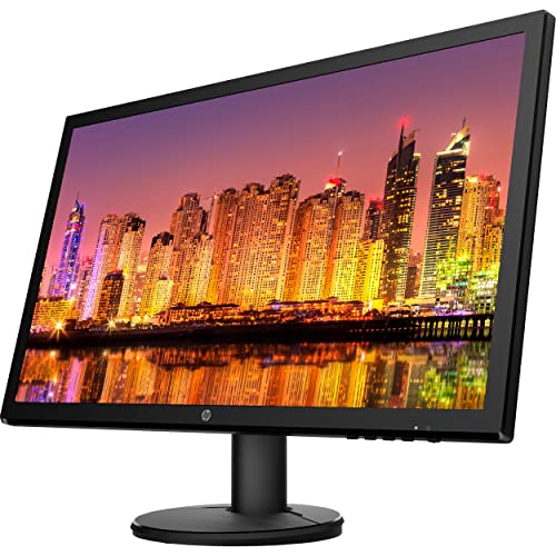 HP V24 24 inch TN Full HD 1920 x 1080 LED Backlit LCD Monitor 2-Pack Bundle with HDMI & VGA Ports, FreeSync, 75Hz Refresh Rate, Low Blue Light, Desk Mount Clamp Dual Monitor Stand, & Mini Speaker