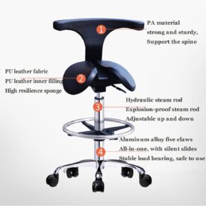 JMYSD Ergonomic Split Seat Style Backrest Saddle Stool Adjustable Dentist Doctor Saddle Chair for Hospital Laboratory Salon Office Home,B