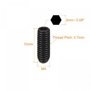 uxcell Ball Point Set Screws, 20pcs M4 x 12mm High Carbon Steel Metric Spring Hex Socket Grub Screw