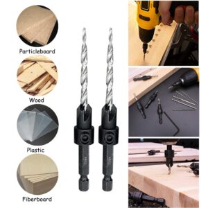 SeonFook Countersink Drill Bit Set 5PCS 11/64" Wood Countersink Drill Bit with 2PCS Extra Tapered Drill Bit, 1 Stop Collar, 1 Hex Wrench, Countersink Drill Bit for Woodworking