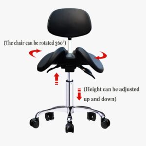 JMYSD Ergonomic Split Seat Style Backrest Saddle Stool Adjustable Dentist Doctor Saddle Chair for Hospital Laboratory Salon Office Home,B