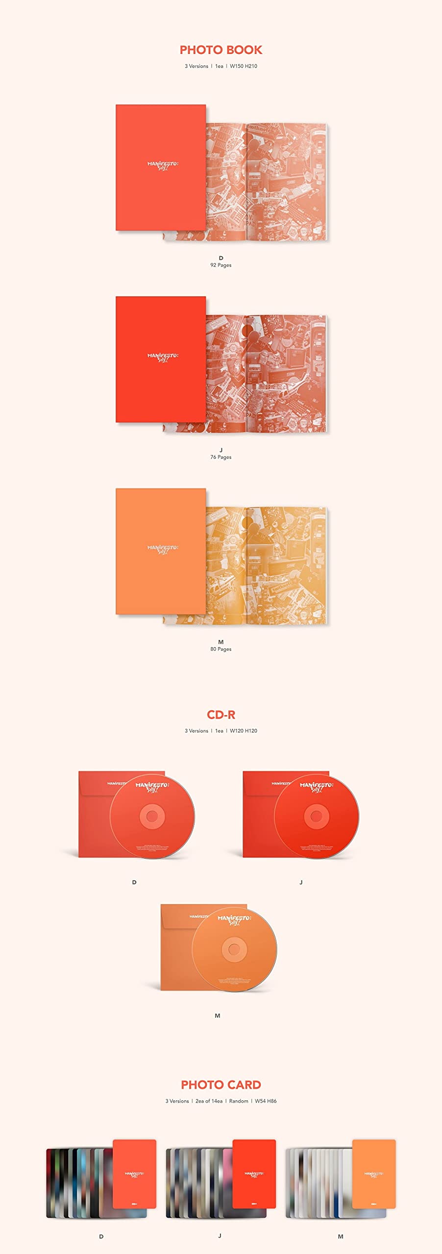 Big Hit Entertainment ENHYPEN - MANIFESTO : DAY 1 3 versions+ENGENE 3 versions SET CD, Multicolor, (CMDC11739)