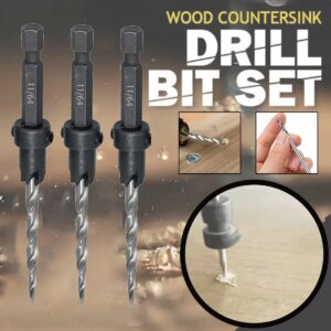 SeonFook Countersink Drill Bit Set 5PCS 11/64" Wood Countersink Drill Bit with 2PCS Extra Tapered Drill Bit, 1 Stop Collar, 1 Hex Wrench, Countersink Drill Bit for Woodworking