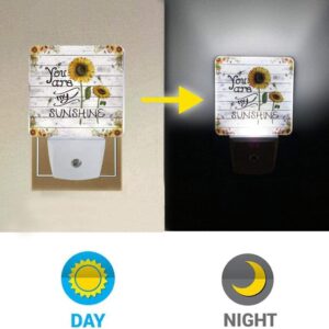 Sunflower Plug in Nightlights with Light Sensor Rustic Automatic Dusk to Dawn Sunshine Night-Lights Unique Custom Led Home Night Light for Dark Spaces Kids Room Nursery Playroom Toilet Bathroom Décor