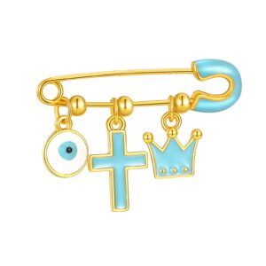 qmexins 18k gold plated baby evil eye pin baby protection jewish brooch jewelry diaper stroller