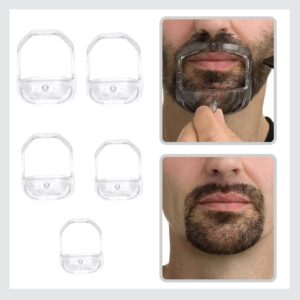 5 Pcs Beard Grooming Set - Face Hair Styling Tool, Goatee Mustache Trimmer Guide with Transparent Templates