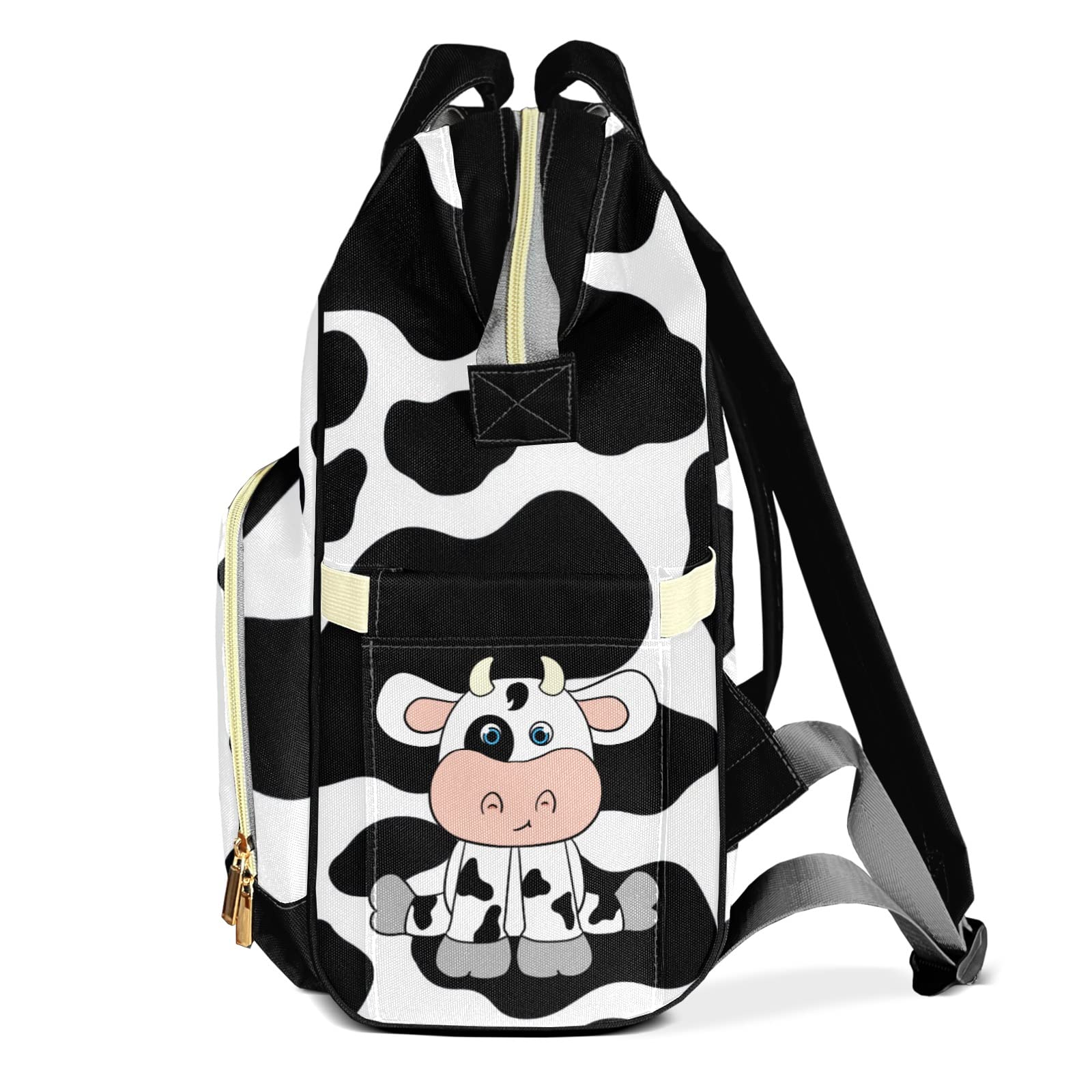 XOZOTY Diaper Bags Cute Cow Print Tote Bags Backpack with Name Mommy Nursing Baby Bags Gifts for Women Men