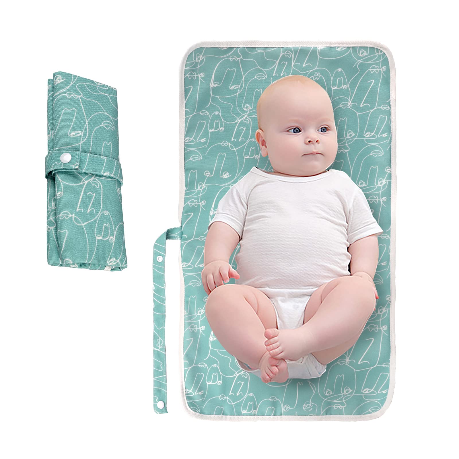 GREUS Portable Changing Pad，Reusable Baby Diaper Changing Pad Waterproof Travel Baby Changing Mat Foldable Baby Pad for Newborn Kids