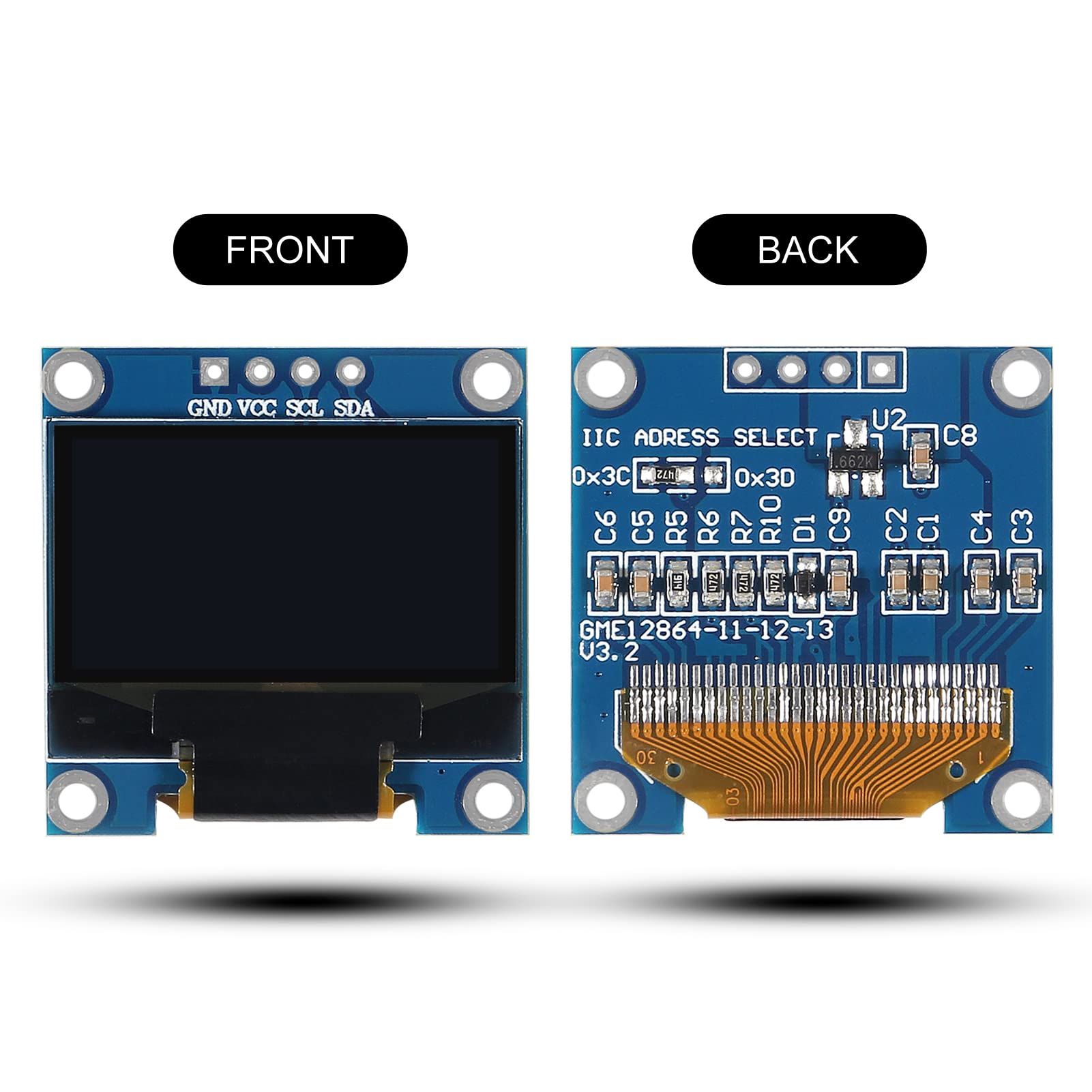 DWEII 6PCS OLED Display Module I2C IIC 128X64 0.96 Inch Display Module SSD1315 Yellow Blue Two-Color Display with Pins for Arduino UNO R3 STM