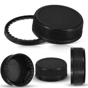 100 Pcs Caps for Empty Juice Bottles, Tamper Seal Lids 38 mm Plastic Bottle Caps Container Lids Bottle Caps for Crafts DIY, 4, 8,12, 16, and 32 oz Container(Black)