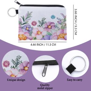 SWEET UNICORN Small Makeup Bag and Coin Purse 2PCS Set, Travel Essentials Flowers Pattern Cosmetic Bag Birthday Gifts for Women