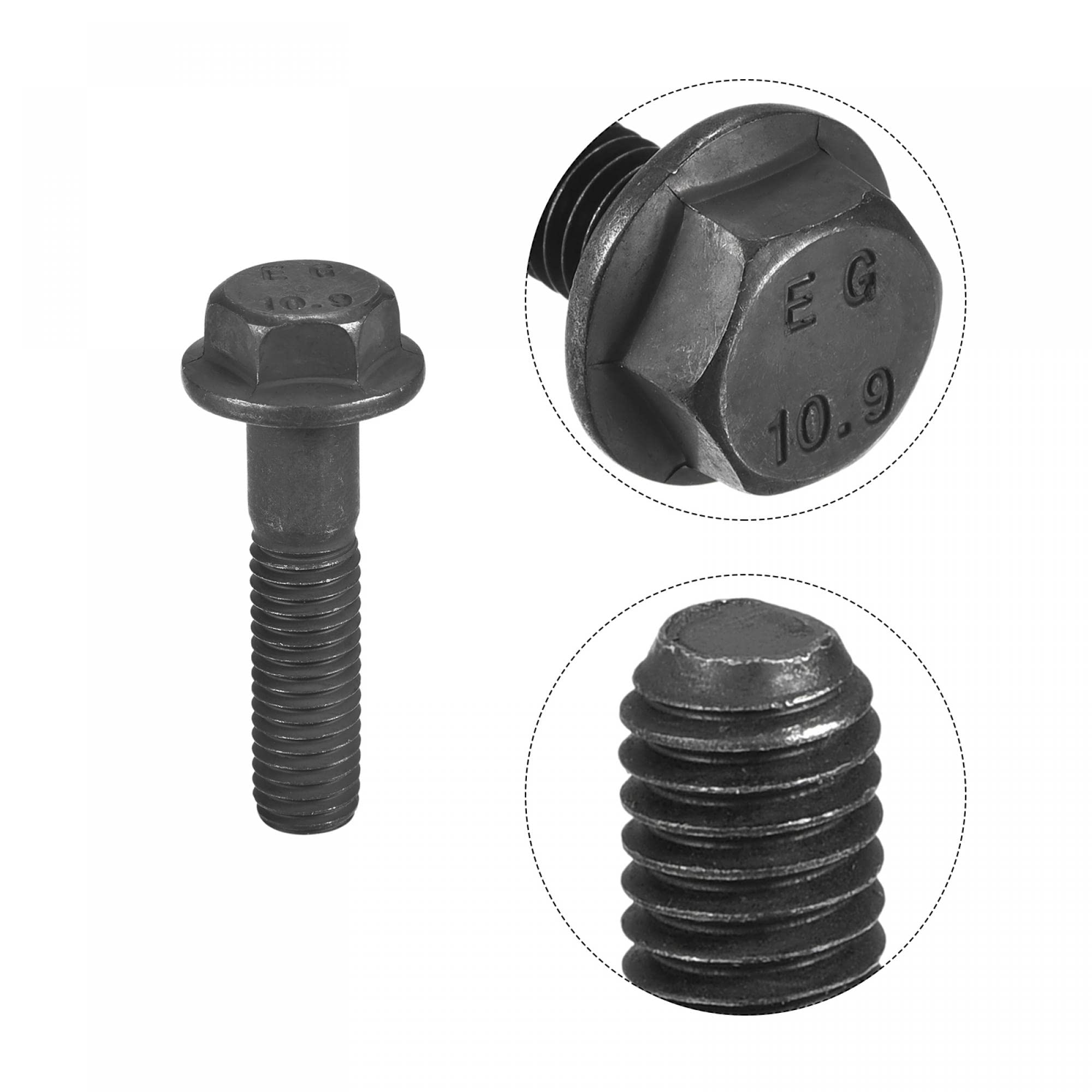 uxcell Metric M10x45mm Hex Flange Bolts, 3pcs 10.9 Grade Carbon Steel Hexagon Head Screws