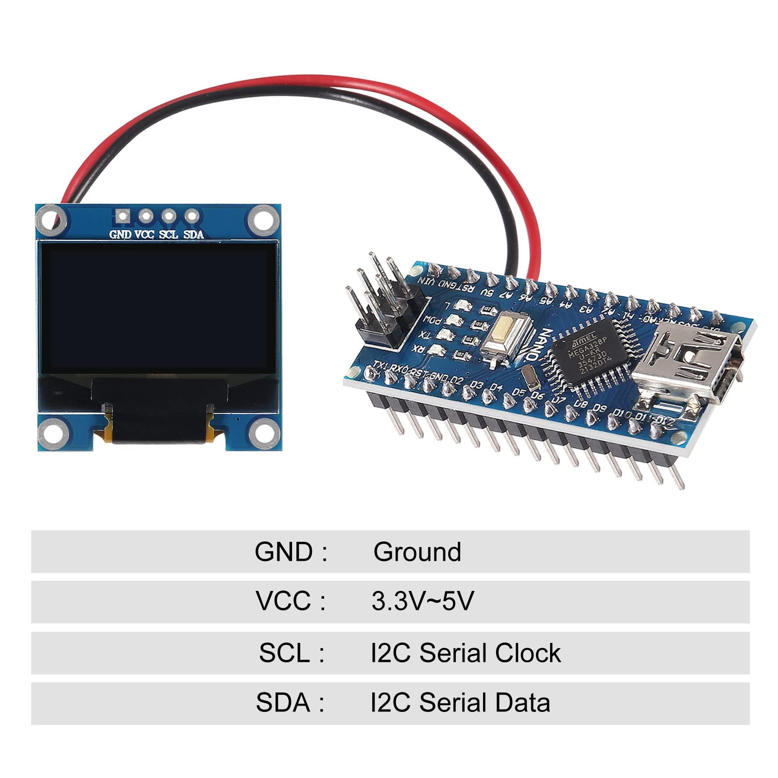 DWEII 6PCS OLED Display Module I2C IIC 128X64 0.96 Inch Display Module SSD1315 Yellow Blue Two-Color Display with Pins for Arduino UNO R3 STM