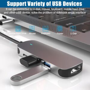 USB C Hub Multiport Adapter, 4-in-1 USB-C Hub with 4K HDMI, 100W Power Delivery, USB-A 2.0, USB-A 3.0 5Gbps Data Ports, Compatible with MacBook Pro/Air, Galaxy Book, Surface Pro, XPS, iPad Pro & More