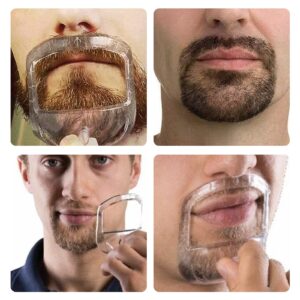 5 Pcs Beard Grooming Set - Face Hair Styling Tool, Goatee Mustache Trimmer Guide with Transparent Templates