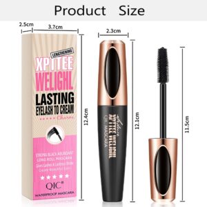 4 Pack 4D Silk Fiber Lash Mascara Extension Voluminous Fiber Mascara Waterproof & Smudge-Proof Mascara Long-Lasting No Flaking Natural No Clumping,All Day Exquisitely Full