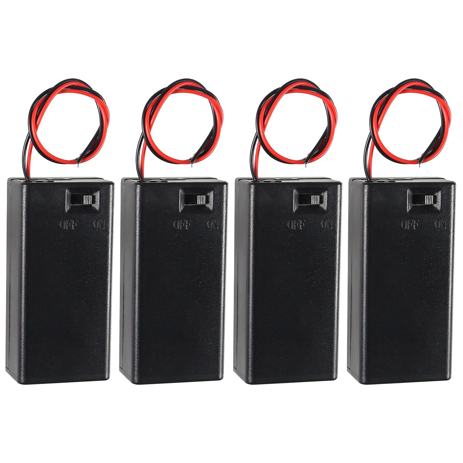 DIANN 4pcs 9V Battery Holder with ON/Off Switch 9V Battery Case with Switch 9V Battery Case Holder with Cover Storage Case Holder