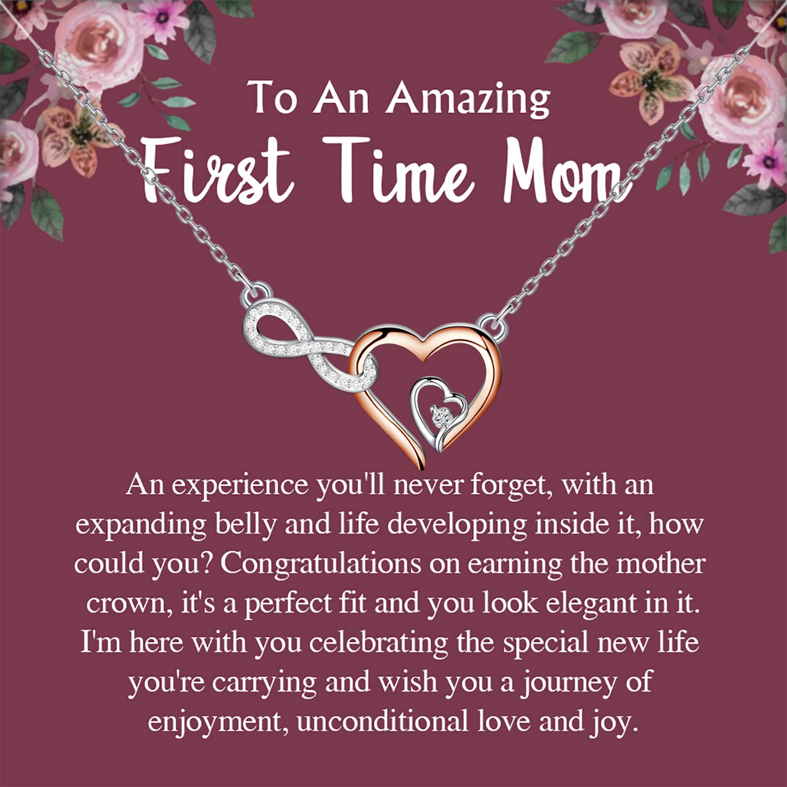 MYOSPARK Mommy To Be Gift New Mom Necklace First Time Mom Message Card Jewelry Baby Announcement Jewelry Gift (First Time Mom Card NL)