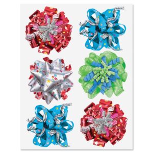 Current Gift Bow Happy Birthday Stickers - Two Sheets of 8-1/2" x 11", 3-5/8" Stickers, 12 Bow Stickers