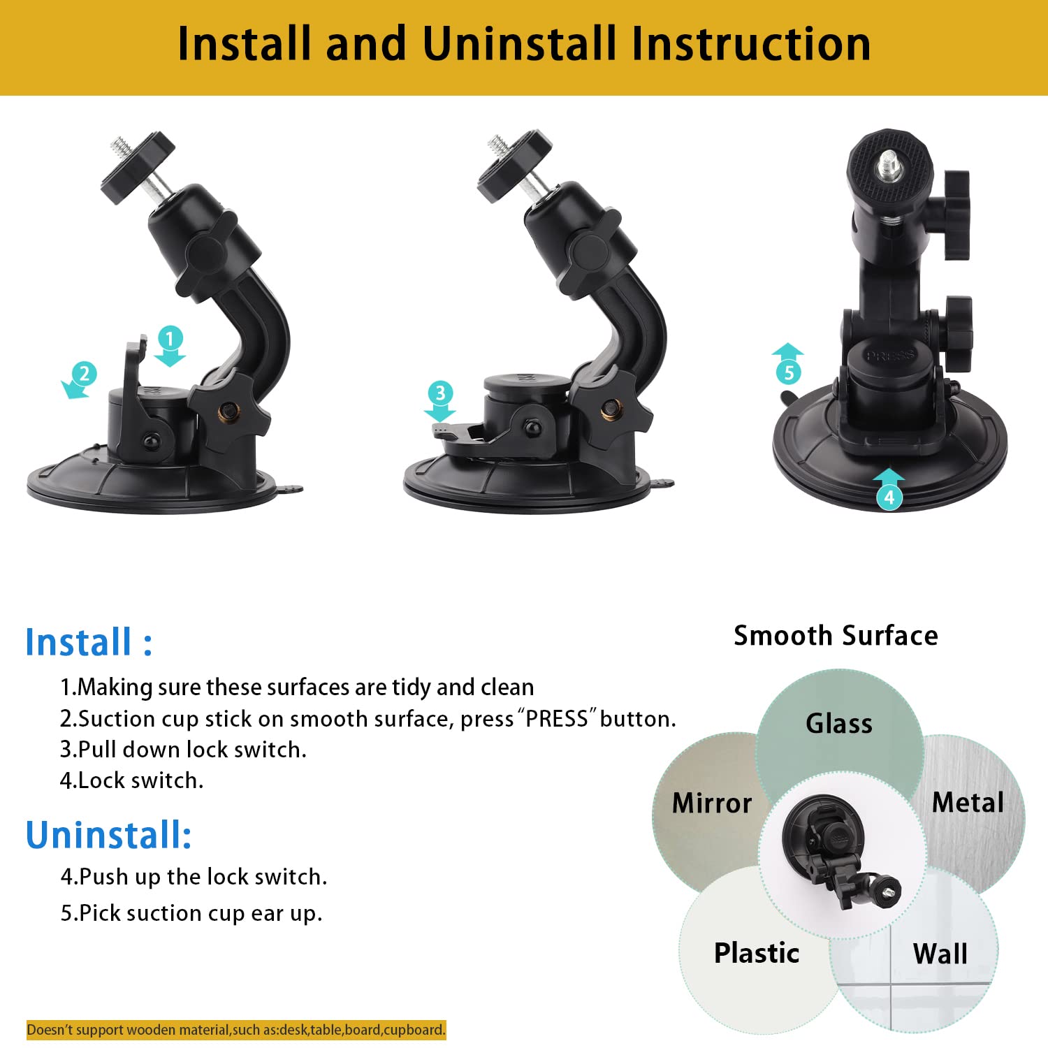 Mippko Mirror & Bathroom Tablet Holder Suction Cup Mount, 3.5" Suction Base for Glass/Wall/Metal/Plastic, Clamp Compatible with 7~12.9" iPad/Nexus/LG G Pads/e-Reader