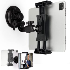 Mippko Mirror & Bathroom Tablet Holder Suction Cup Mount, 3.5" Suction Base for Glass/Wall/Metal/Plastic, Clamp Compatible with 7~12.9" iPad/Nexus/LG G Pads/e-Reader