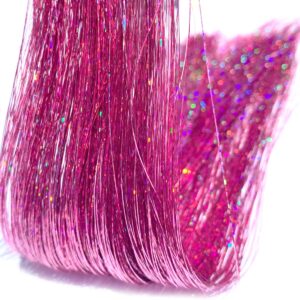 tracy pink fairy tinsel hair extensions with tool 800 strands 47 inch shining pink hair tinsel heat resistant sparkling hair glitter for women and girls easy to use(shining pink)