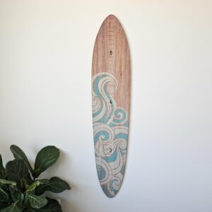 Headwaters Studio Surfboard Wooden Growth Chart for Wall - Kids Height Wall Chart Wood, Growth Chart for Kids Decorative Surfboard for Playroom (9.5" Wide x 45" Tall) Wood with Teal Wave