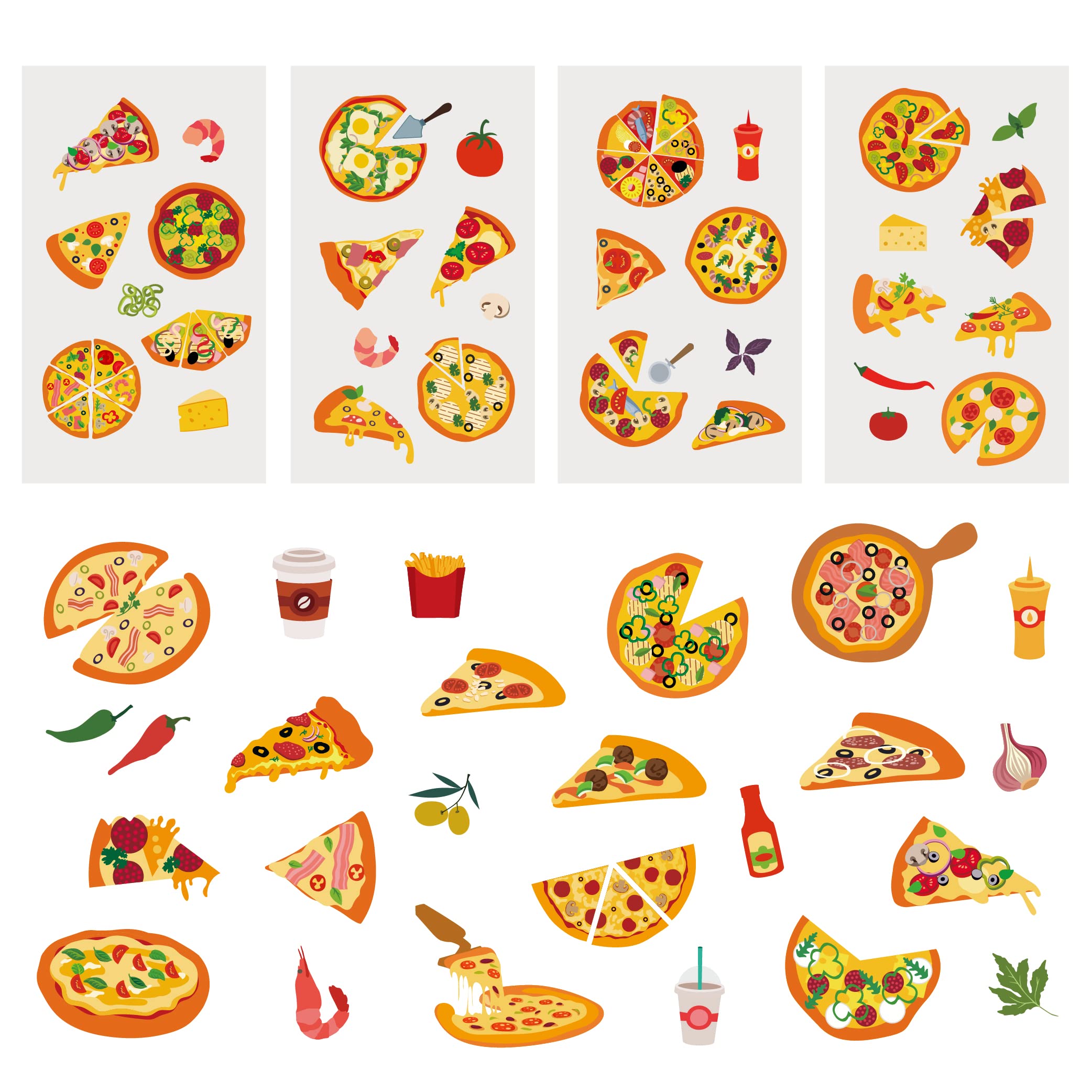 24 Sheets Pizza Temporary Tattoos, Birthday Decorations Pizza Party Favors