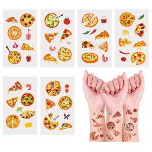 24 Sheets Pizza Temporary Tattoos, Birthday Decorations Pizza Party Favors