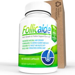 follicaide men and women hair growth vitamin hair supplement with natural ingredients for stopping hair loss, thinning, shedding and balding | high potency | effective all hair types, 60 ct (eco pack)