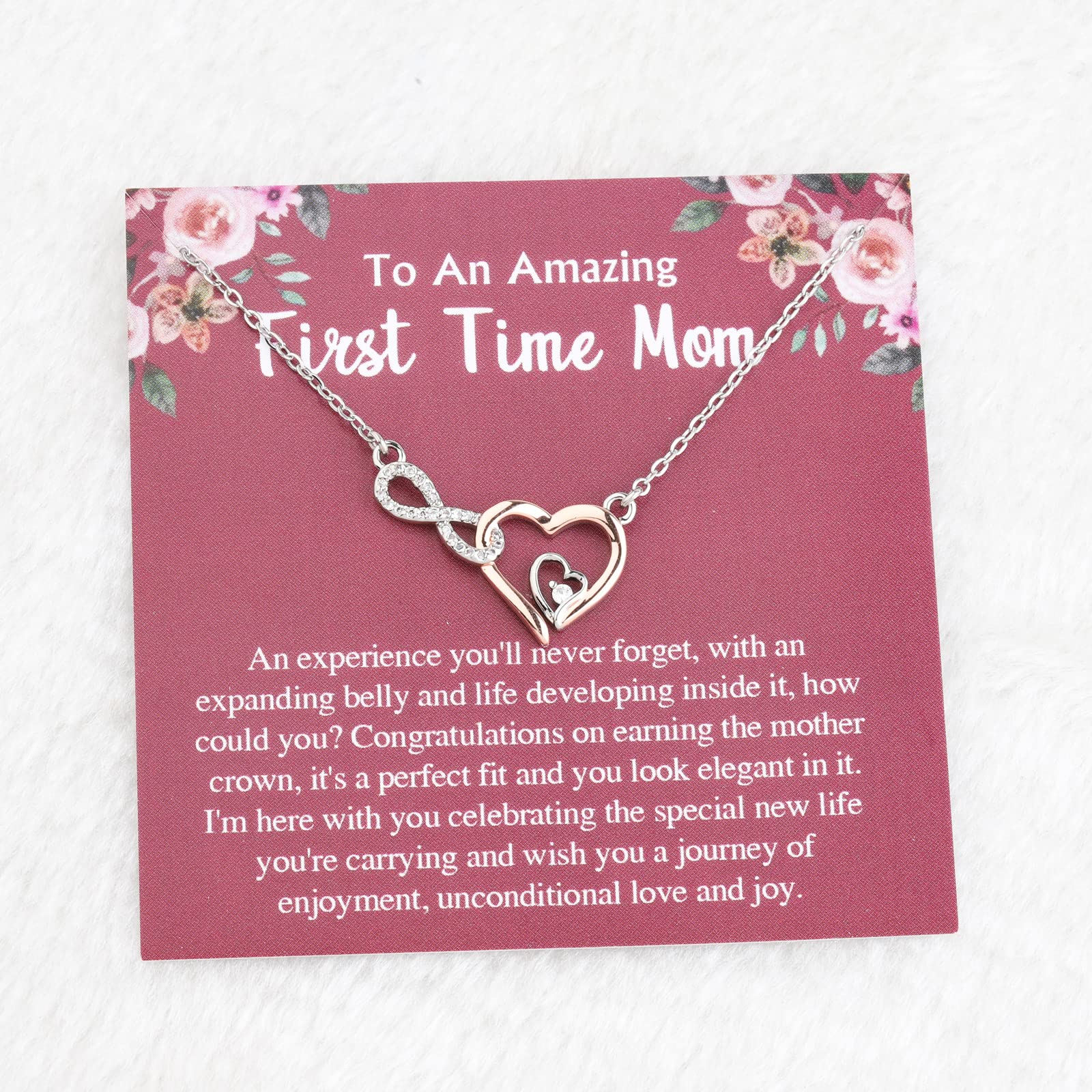 MYOSPARK Mommy To Be Gift New Mom Necklace First Time Mom Message Card Jewelry Baby Announcement Jewelry Gift (First Time Mom Card NL)