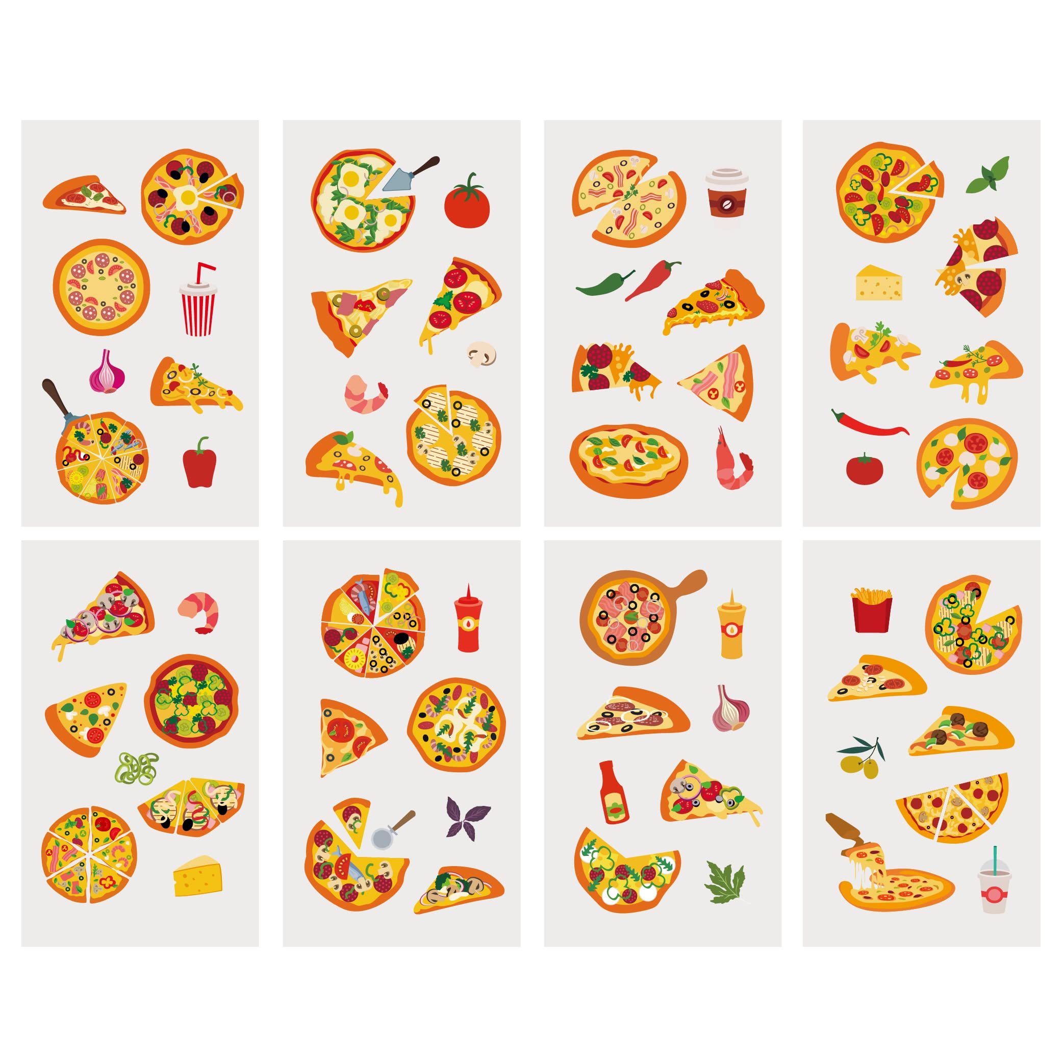 24 Sheets Pizza Temporary Tattoos, Birthday Decorations Pizza Party Favors